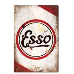 placca metallo esso rosso nero vintage