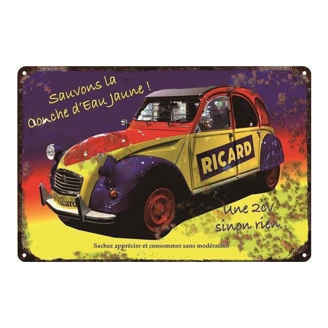 vintage placca metallo 2cv ricard
