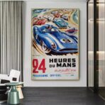 poster vintage 24 ore su 24 di du mans