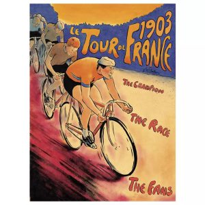 poster arrivo del tour de france vintage