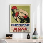 poster vintage di boxe francese