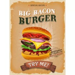 poster di hamburger vintage