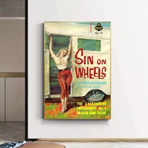 poster caravan vintage con pin up