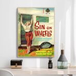poster caravan vintage con pin up