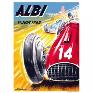 poster di auto da corsa depoca