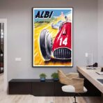 poster di auto da corsa depoca
