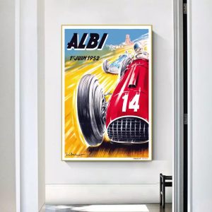 poster di auto da corsa depoca