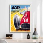 poster di auto da corsa depoca