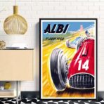 poster di auto da corsa depoca
