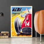 poster di auto da corsa depoca