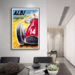 poster di auto da corsa depoca