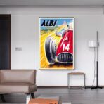 poster di auto da corsa depoca
