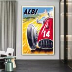 poster di auto da corsa depoca