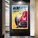 poster di auto da corsa depoca