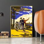 poster pubblicitario di moto depoca