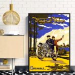 poster pubblicitario di moto depoca