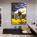poster pubblicitario di moto depoca