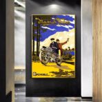 poster pubblicitario di moto depoca
