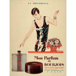 poster pubblicitario di profumi vintage