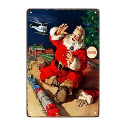 placca metallo vintage trenino santa coca cola