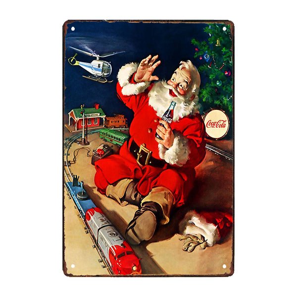 placca metallo vintage trenino santa coca cola placca metallo vintage trenino santa coca cola