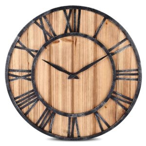 orologio industriale legno e metallo