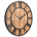 orologio industriale legno e metallo