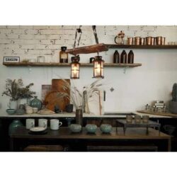 illuminazione industriale legno metallo