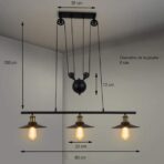 lampadario industriale a 3 lampade
