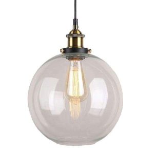 lampadario vintage con sfera di vetro