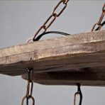 lampadario industriale legno e ferro