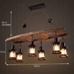 lampadario industriale legno e ferro