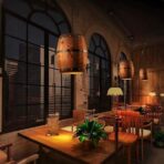 lampadario botte legno
