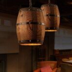 lampadario botte legno