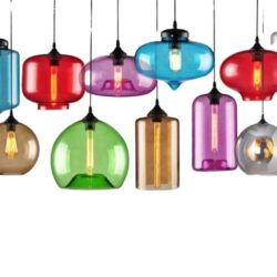 lampadario in vetro colorato