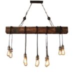 lampadario industriale in legno