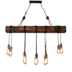 lampadario industriale in legno
