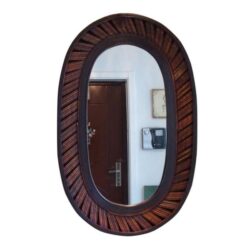 specchio ovale in bambu
