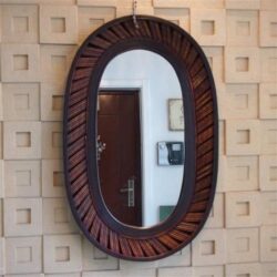 specchio ovale in bambu