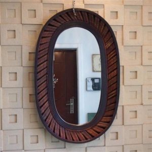 specchio ovale in bambu