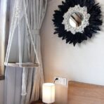 specchio rotondo con piume