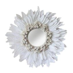 specchio rotondo con piume