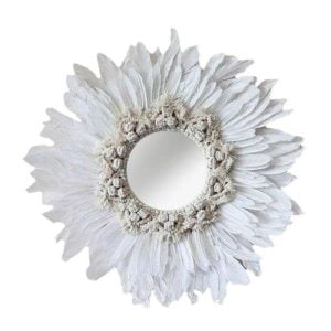 specchio rotondo con piume