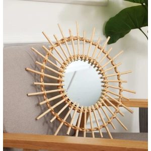 specchio vintage in rattan