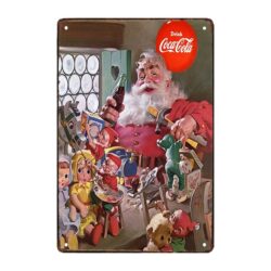 elfi santa coca cola placca metallica vintage