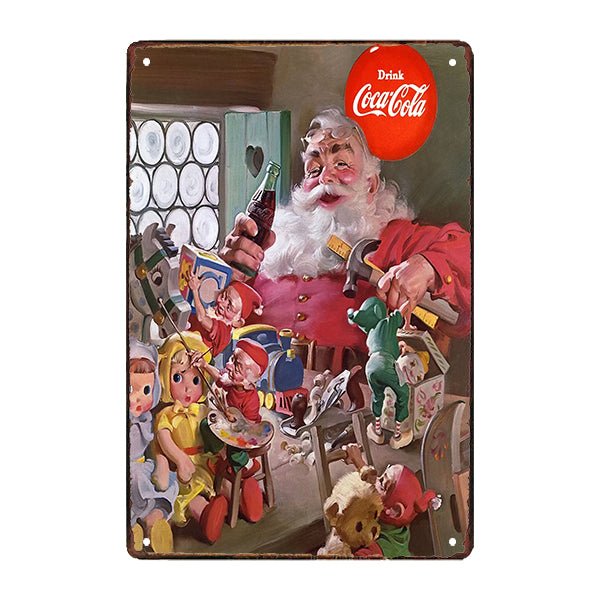 elfi santa coca cola placca metallica vintage elfi santa coca cola placca metallica vintage