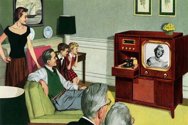 comment etait la vie avant internet personnes regardant tv peinture