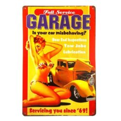 targa smaltata vintage garage