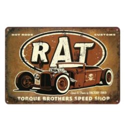 piastra metallica vintage rat hot rod