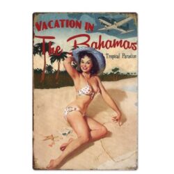 placca metallica vintage bahamas pin up